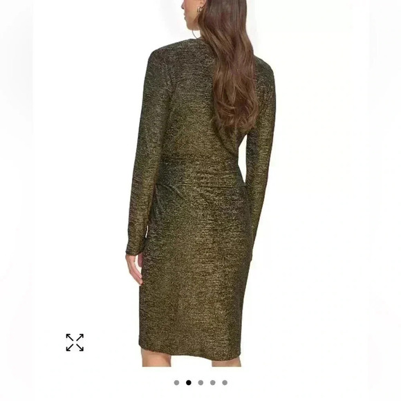 Calvin Klein Metallic Faux-Wrap Sheath  Dress sz 12 - Picture 7 of 10